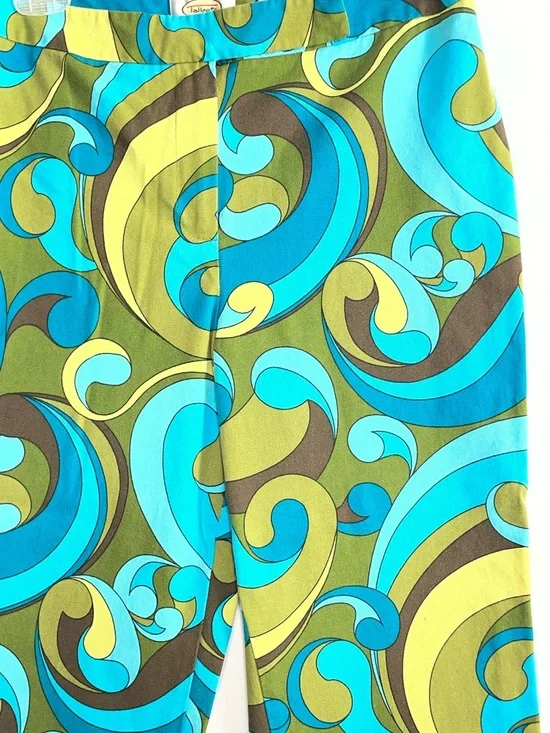 Talbots Turquoise & Lime Crop Pants 8 Psychedelic Bold Swirl Stretch Paisley - Picture 6 of 16